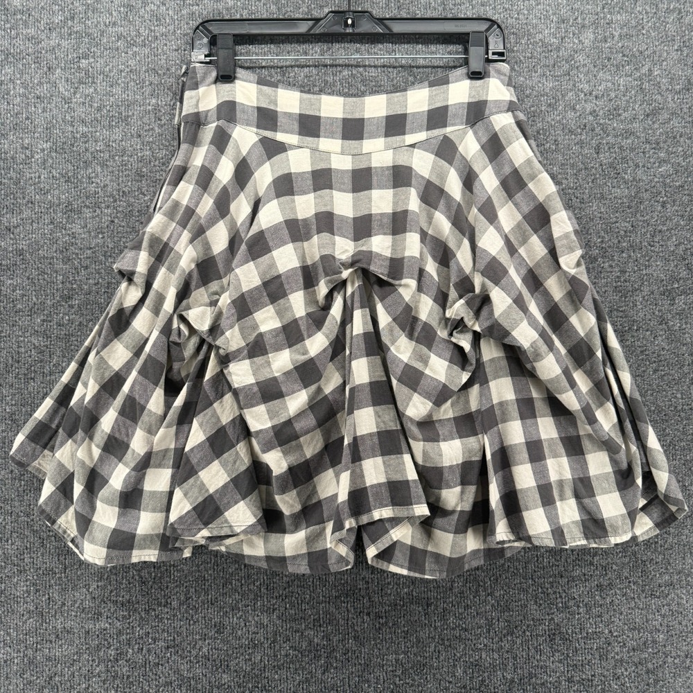 Dorothy Perkins Skirt Womens 8 Gray Check Prairie Boho Cottagecore Fairy Grunge